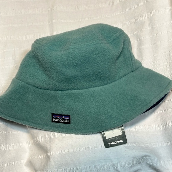 NWT RARE Patagonia Kids M Hip Flop Fleece Bucket HAT 1999 🔥 Blue - Picture 10 of 17